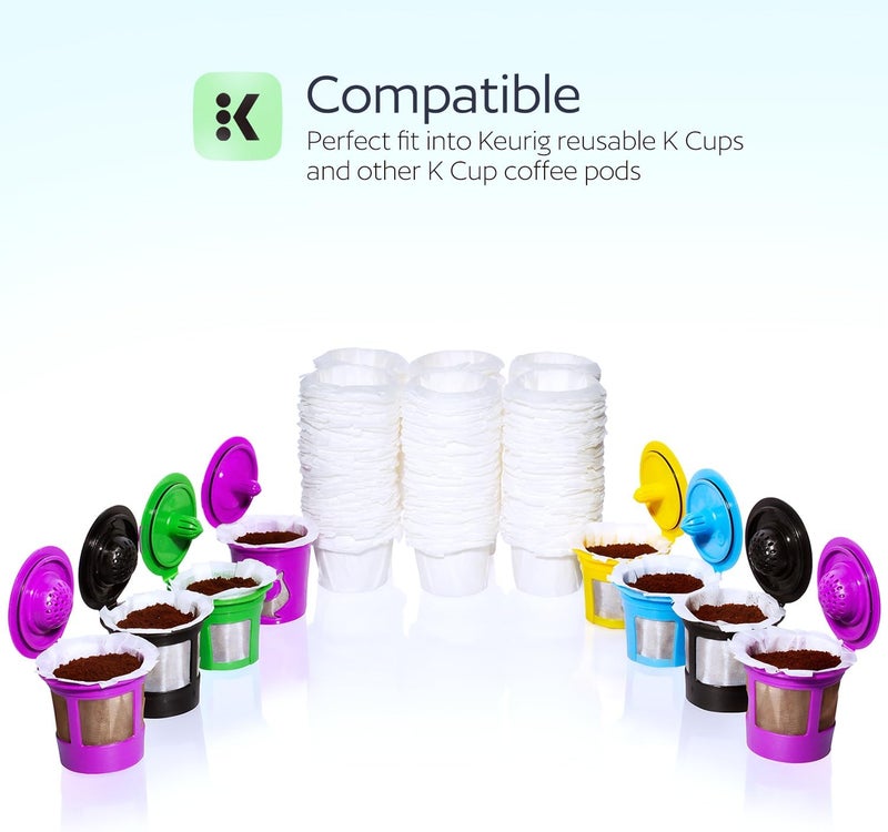 GoodCups Disposable K Cup Filters, 300 Count Disposable Paper Filters for Keurig Reusable K Cups, White - Image 2